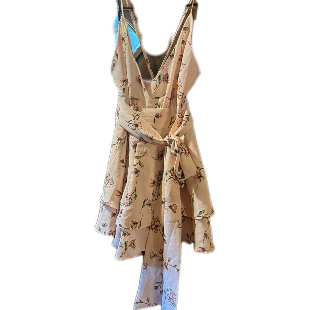 Forever 21 Light Pink Floral Wrap Jumpsuit